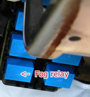 Relay panel to the right of the fuses